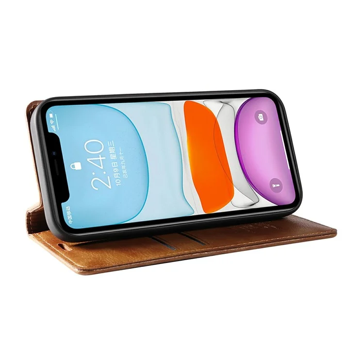 Чехол-кошелек YIKATU YK-006 для iPhone 11 с отсеками для карт, кожаный - коричневый