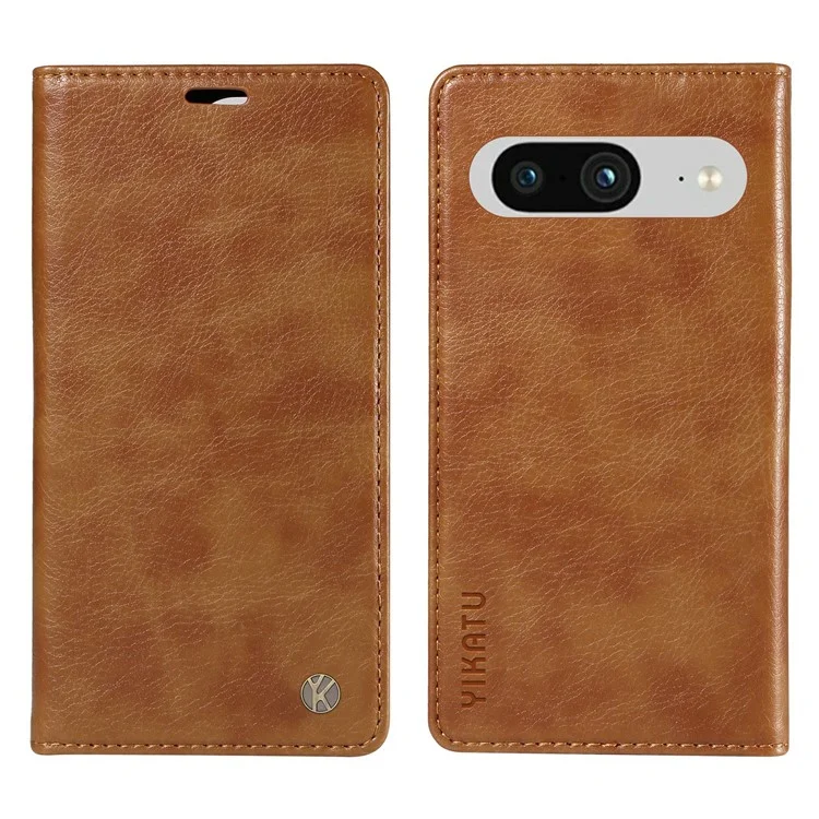 YIKATU YK-006 per Google Pixel 8 Case Custodia in Pelle PU Interno TPU Protezione Completa Portafoglio Cover per Telefono - Marrone