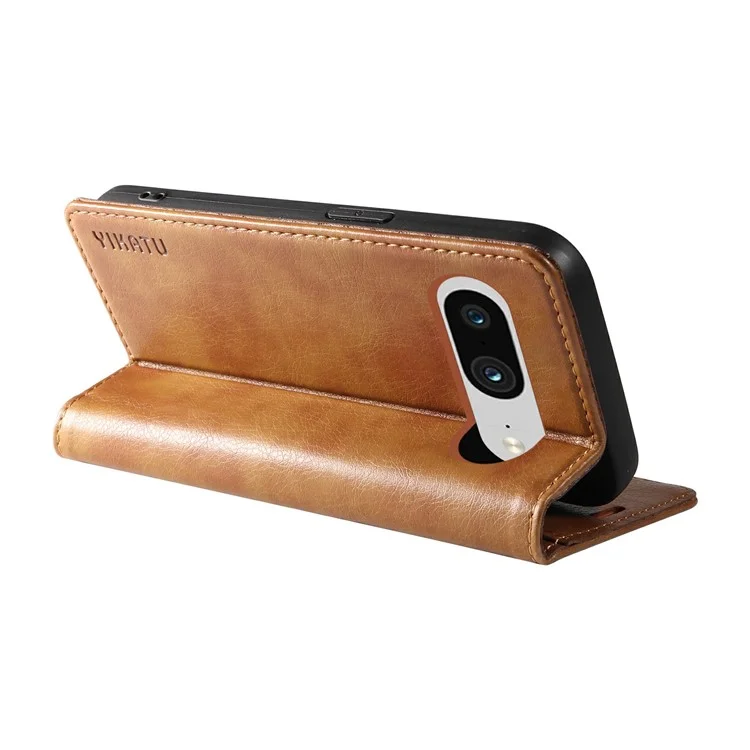 YIKATU YK-006 per Google Pixel 8 Case Custodia in Pelle PU Interno TPU Protezione Completa Portafoglio Cover per Telefono - Marrone