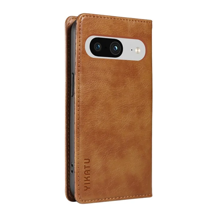 YIKATU YK-006 per Google Pixel 8 Case Custodia in Pelle PU Interno TPU Protezione Completa Portafoglio Cover per Telefono - Marrone