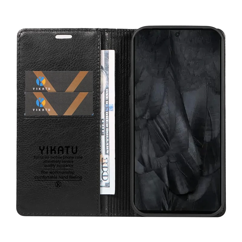 YIKATU YK-006 For Google Pixel 8 Pro Case Litchi Texture Leather Wallet Phone Cover - Black