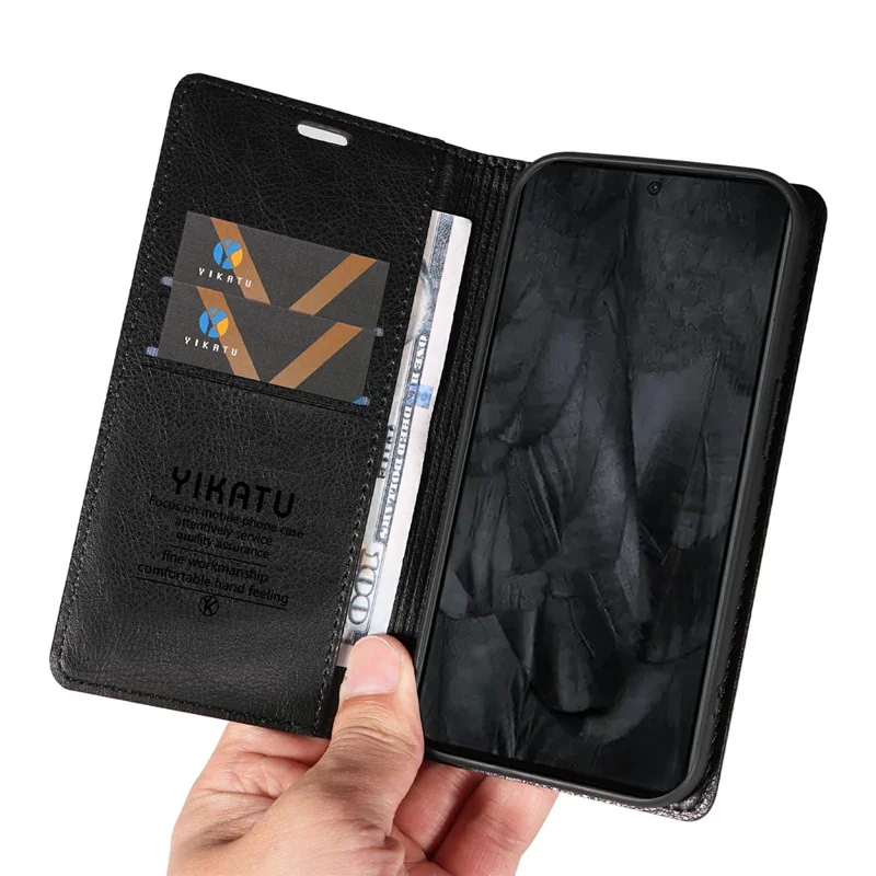 YIKATU YK-006 For Google Pixel 8 Pro Case Litchi Texture Leather Wallet Phone Cover - Black