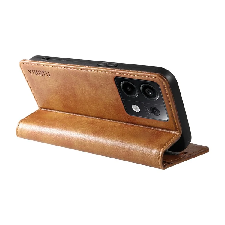 YIKATU YK-006 Per Xiaomi Redmi Note 13 Pro 5G / Poco X6 5G Custodie per Cellulari Flip Wallet Magnetico - Marrone