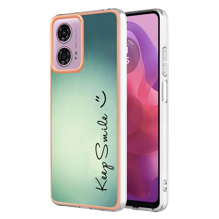 Serie YB IMD-19 Style-D Para Motorola Moto E14 4G / G04 4G / G04s 4G / G24 4G Funda Electrochapa IMD TPU Funda de teléfono - Mantén la sonrisa