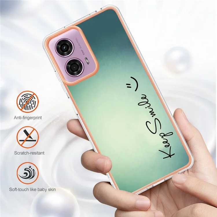 Serie YB IMD-19 Style-D Para Motorola Moto E14 4G / G04 4G / G04s 4G / G24 4G Funda Electrochapa IMD TPU Funda de teléfono - Mantén la sonrisa