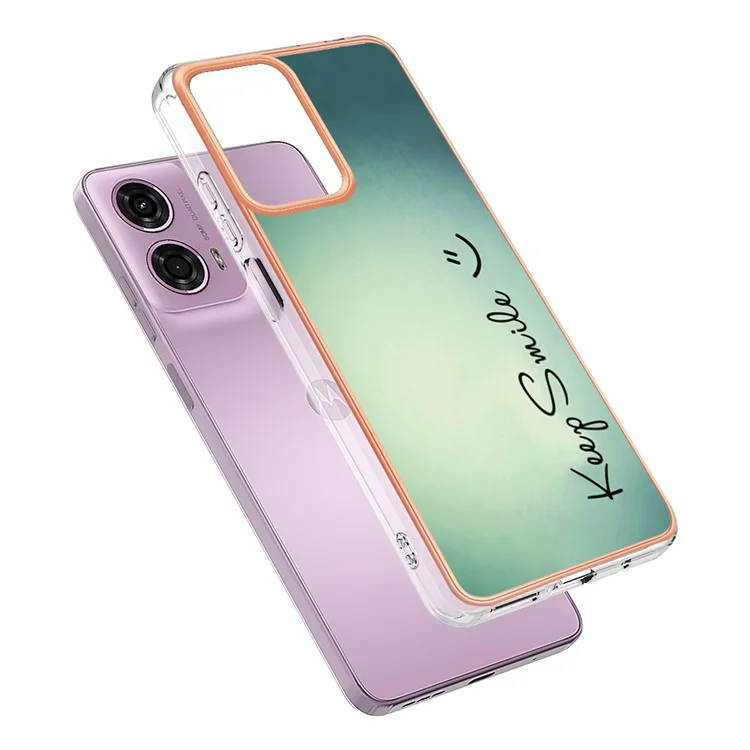 Serie YB IMD-19 Style-D Para Motorola Moto E14 4G / G04 4G / G04s 4G / G24 4G Funda Electrochapa IMD TPU Funda de teléfono - Mantén la sonrisa