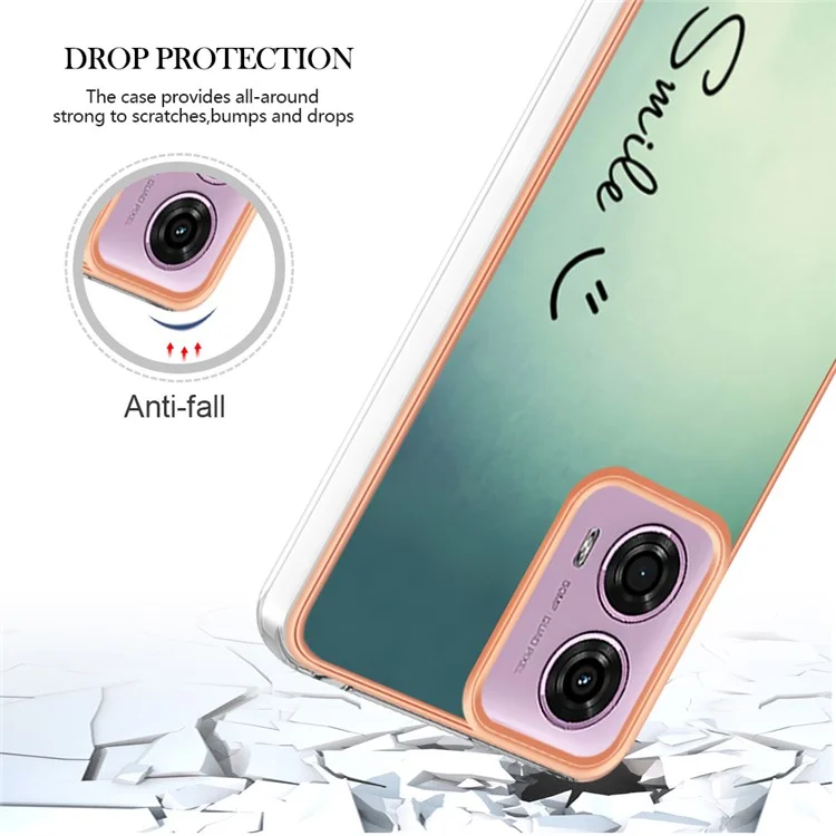 Serie YB IMD-19 Style-D Para Motorola Moto E14 4G / G04 4G / G04s 4G / G24 4G Funda Electrochapa IMD TPU Funda de teléfono - Mantén la sonrisa