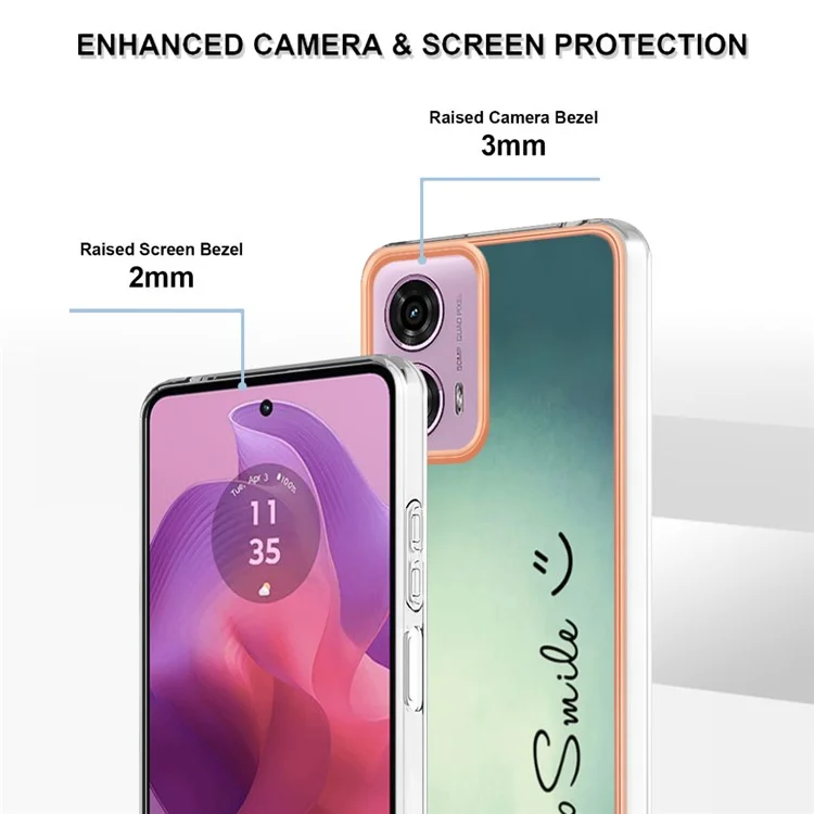 Serie YB IMD-19 Style-D Para Motorola Moto E14 4G / G04 4G / G04s 4G / G24 4G Funda Electrochapa IMD TPU Funda de teléfono - Mantén la sonrisa