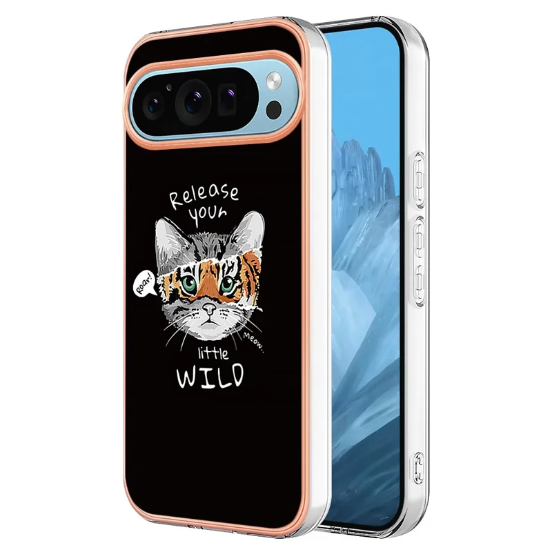 YB IMD Series-19 Style-D For Google Pixel 9 Pro XL Cell Phone Cases TPU Pattern Print Cover - Cat  /  Tiger