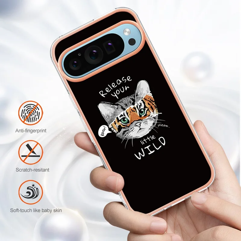 YB IMD Series-19 Style-D For Google Pixel 9 Pro XL Cell Phone Cases TPU Pattern Print Cover - Cat  /  Tiger