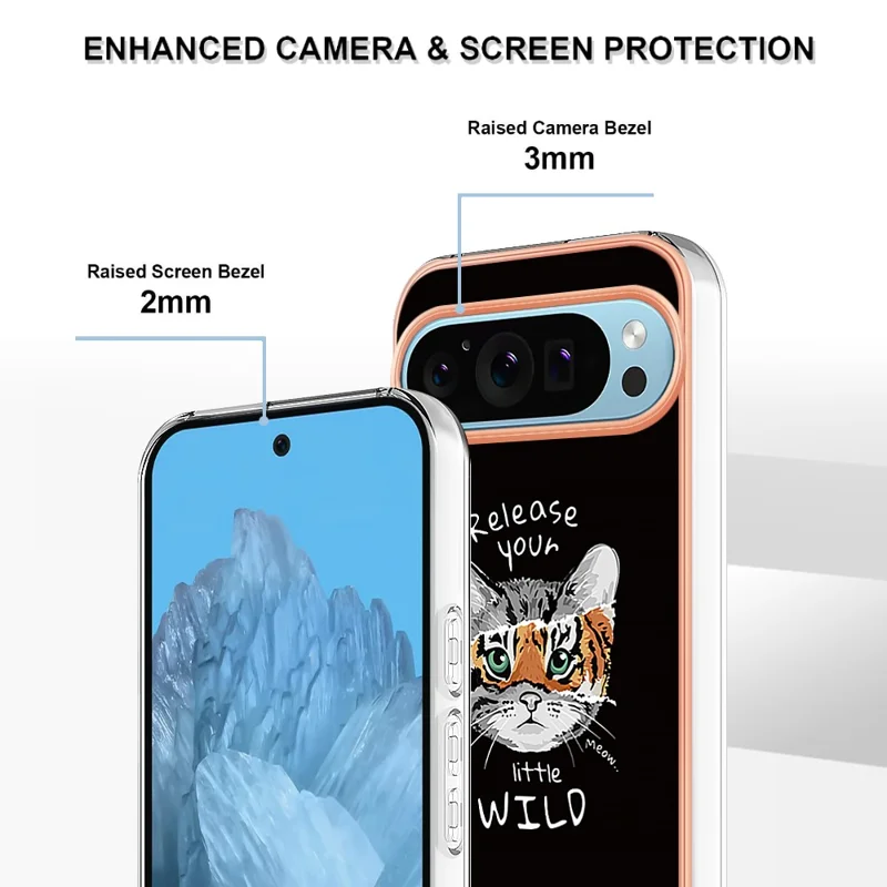 YB IMD Series-19 Style-D For Google Pixel 9 Pro XL Cell Phone Cases TPU Pattern Print Cover - Cat  /  Tiger