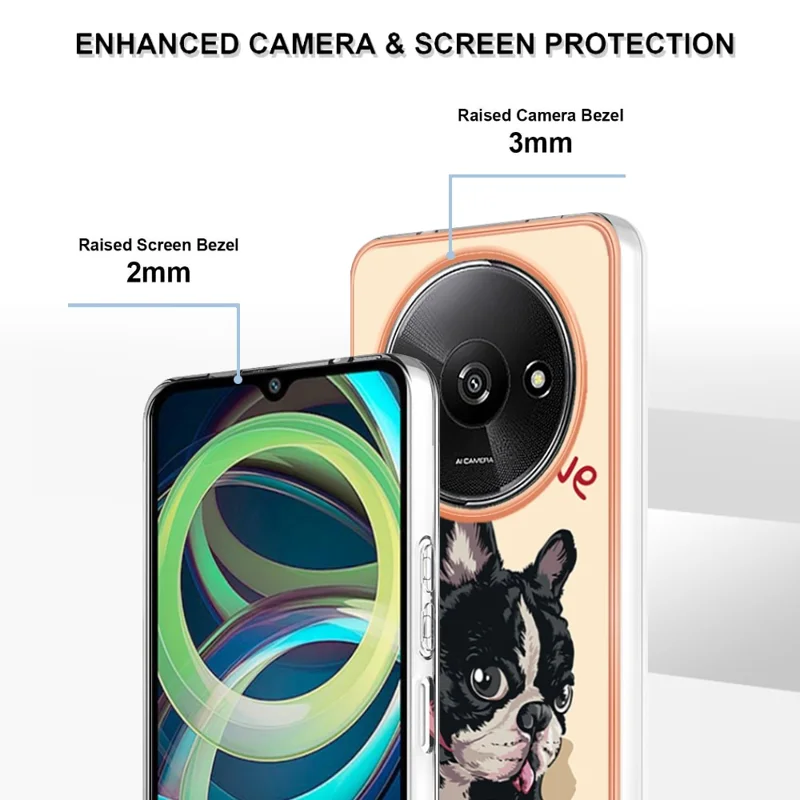 YB IMD Series-19 Style-D For Xiaomi Redmi A3+ Case Pattern Print TPU Ultra Thin Smart Phone Shell - Dog