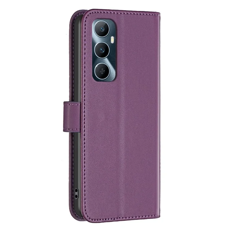 BINFEN COLOR BF17 Per Realme C65 4G Custodia Wallet Folio Flip in Pelle - Viola Scuro