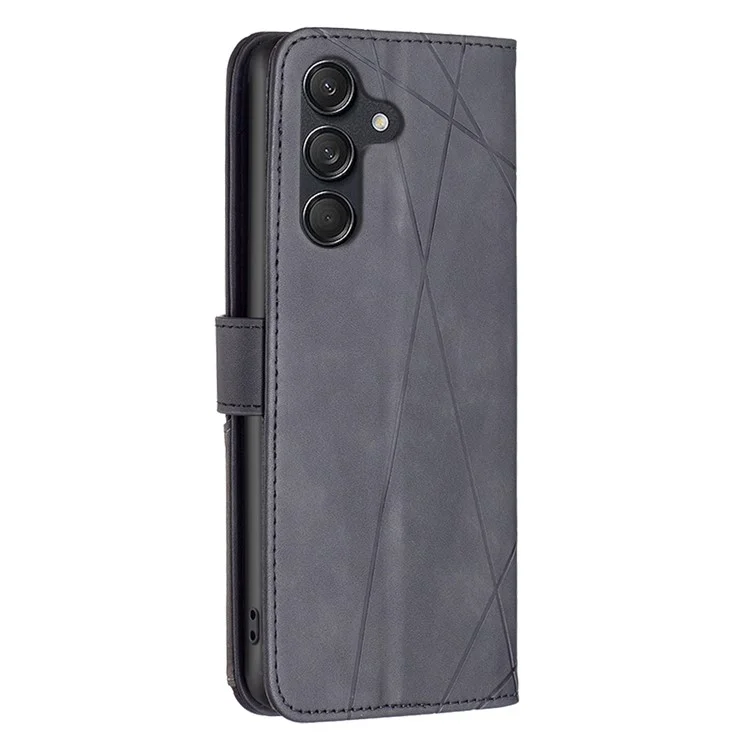 BINFEN COLOR BF05 Para Samsung Galaxy M55 5G / C55 5G / F55 5G Funda de cartera con diseño geométrico de piel artificial - Negro