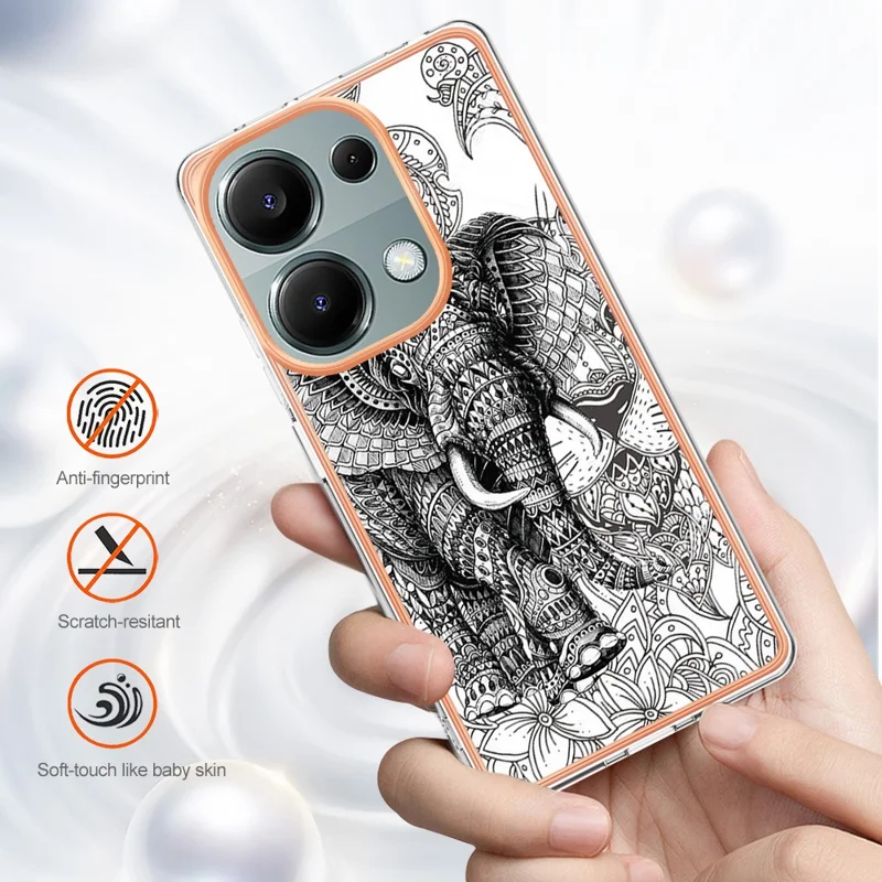 YB IMD Serie-19 Stile-D Per Xiaomi Redmi Note 13 Pro 4G / Poco M6 Pro 4G Custodia Case Stampato TPU Cover Telefonica - Totem Elefante
