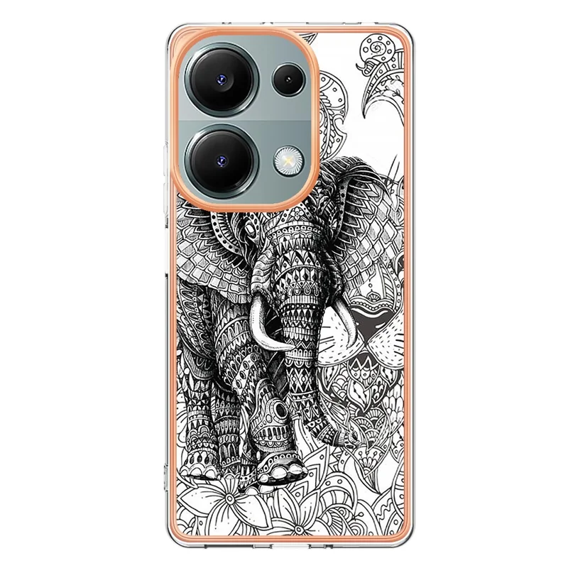 YB IMD Serie-19 Stile-D Per Xiaomi Redmi Note 13 Pro 4G / Poco M6 Pro 4G Custodia Case Stampato TPU Cover Telefonica - Totem Elefante