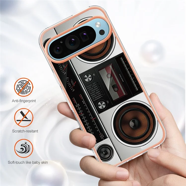 Série YB IMD Style-D Pour Google Pixel 9 / Pixel 9 Pro Étui TPU Électroplaqué IMD Slim Cover Phone - Radio