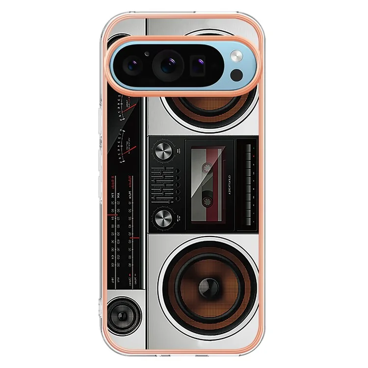 Série YB IMD Style-D Pour Google Pixel 9 / Pixel 9 Pro Étui TPU Électroplaqué IMD Slim Cover Phone - Radio