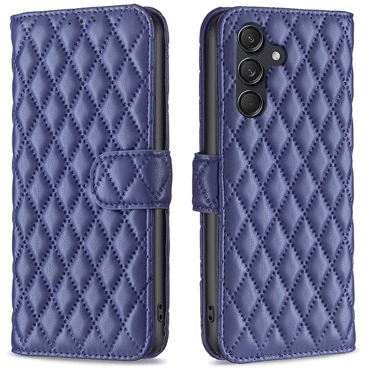 BINFEN COLOR BF Style-14 für Samsung Galaxy M55 5G / C55 5G / F55 5G Handyhülle Rhombus Gitter Lederhülle - Blau