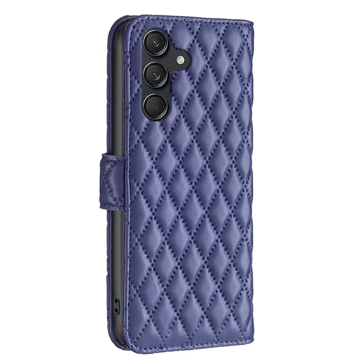 BINFEN COLOR BF Style-14 für Samsung Galaxy M55 5G / C55 5G / F55 5G Handyhülle Rhombus Gitter Lederhülle - Blau