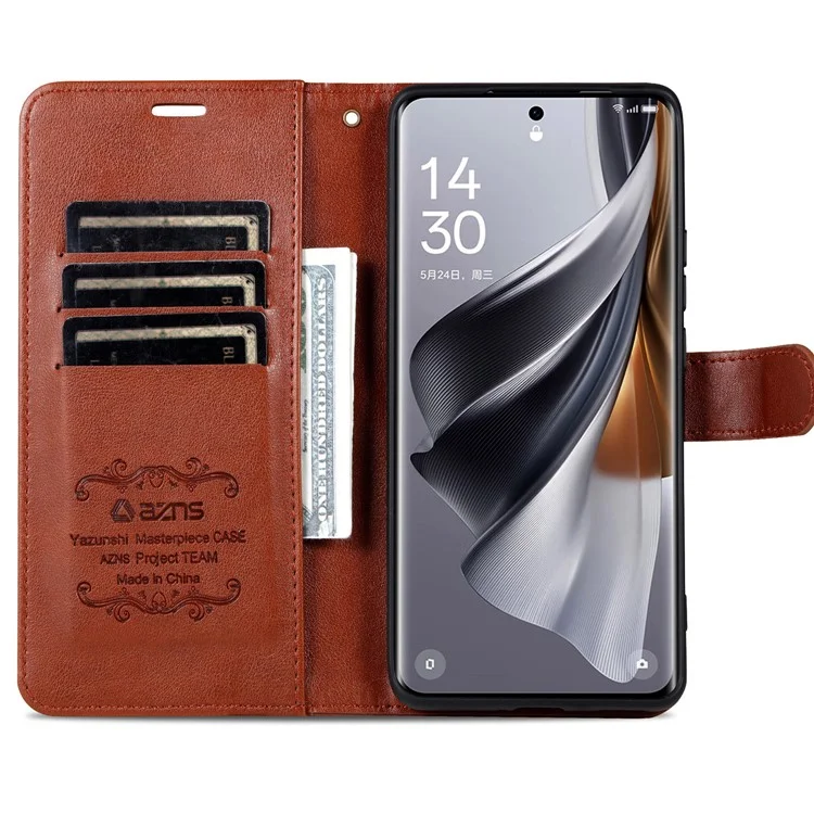 AZNS per Xiaomi 14 Ultra Custodia Stand Wallet Shockproof Leather Phone Cover - Brown