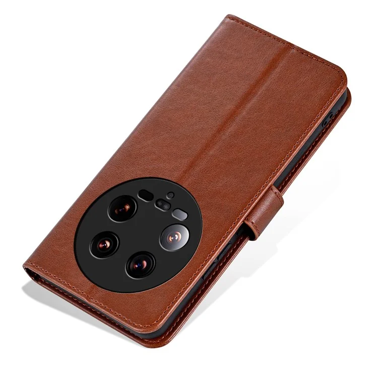 AZNS per Xiaomi 14 Ultra Custodia Stand Wallet Shockproof Leather Phone Cover - Brown