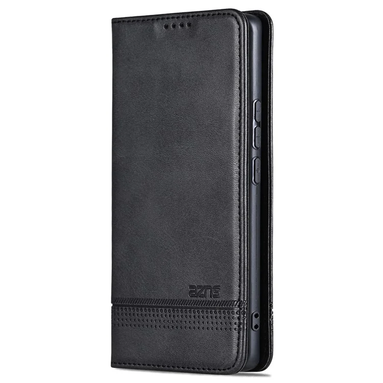 AZNS For Honor Magic6 5G Case Wallet Cowhide Texture PU Leather Phone Cover - Black