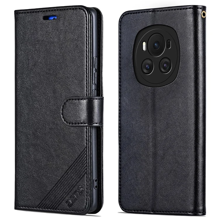 AZNS For Honor Magic6 5G Case Flip Wallet Phone Leather Cover mit Faltständer - Schwarz