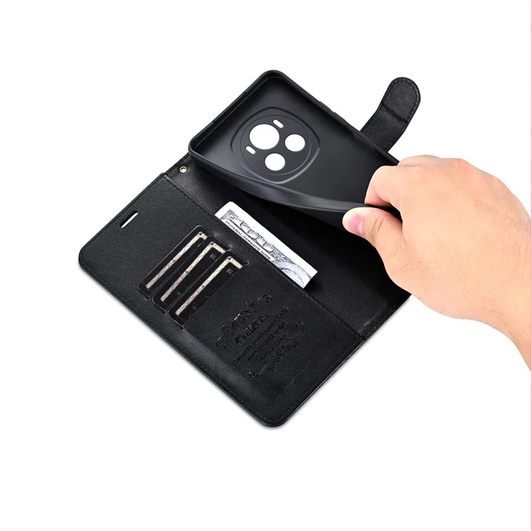 AZNS For Honor Magic6 5G Case Flip Wallet Phone Leather Cover mit Faltständer - Schwarz