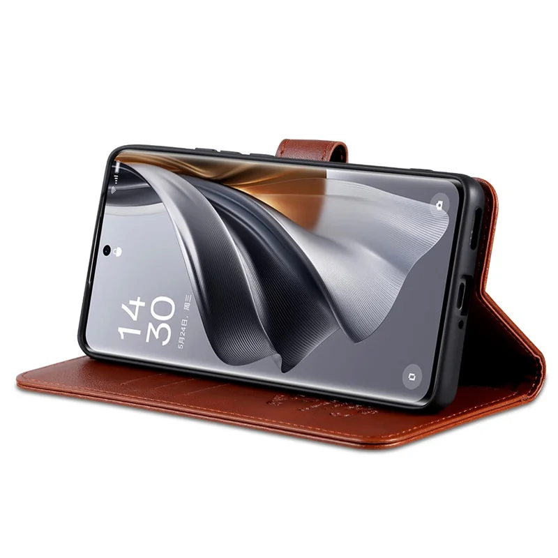 AZNS For Honor Magic6 Pro 5G Leather Case Magnetic Clasp Wallet Stand Phone Cover - Brown