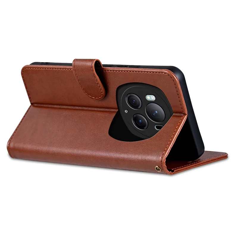 AZNS For Honor Magic6 Pro 5G Leather Case Magnetic Clasp Wallet Stand Phone Cover - Brown