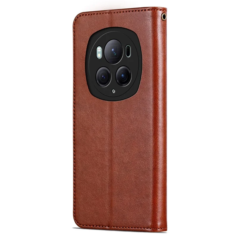 AZNS For Honor Magic6 Pro 5G Leather Case Magnetic Clasp Wallet Stand Phone Cover - Brown
