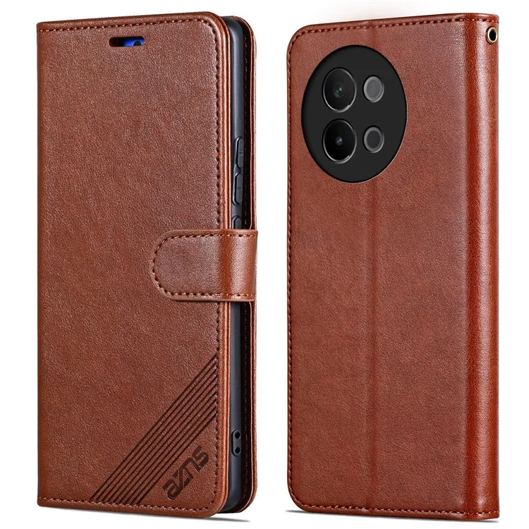 AZNS Para vivo S18e 5G Case Capa de Carteira de Couro PU + TPU - Marrom