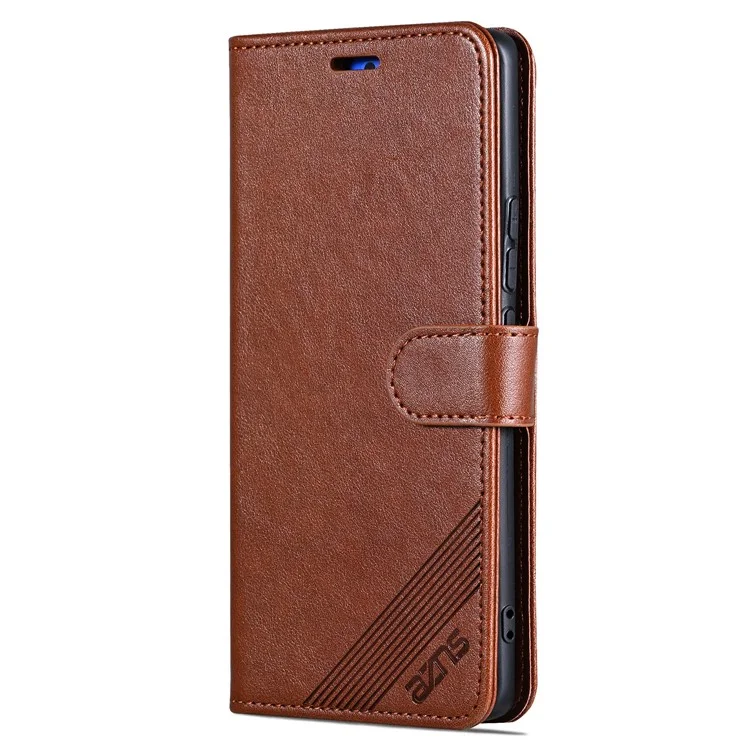 AZNS Para vivo S18e 5G Case Capa de Carteira de Couro PU + TPU - Marrom