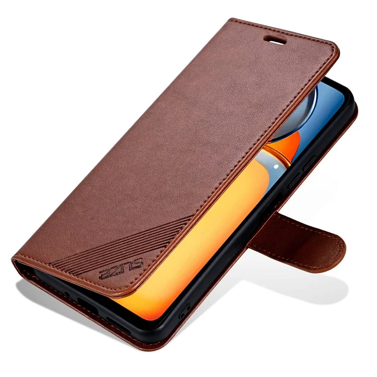 AZNS For Huawei Enjoy 70z Leather Case Wallet Card Slots Protective Phone Cover - Brown