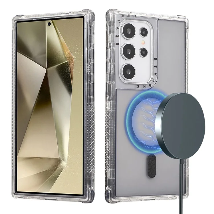 Für Samsung Galaxy S24 Ultra Magnetische Hülle Kompatibel mit MagSafe PC+TPU Handyhülle - Grau