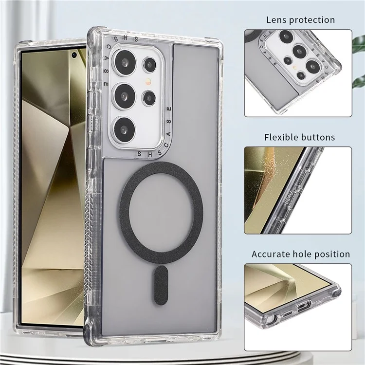 Für Samsung Galaxy S24 Ultra Magnetische Hülle Kompatibel mit MagSafe PC+TPU Handyhülle - Grau