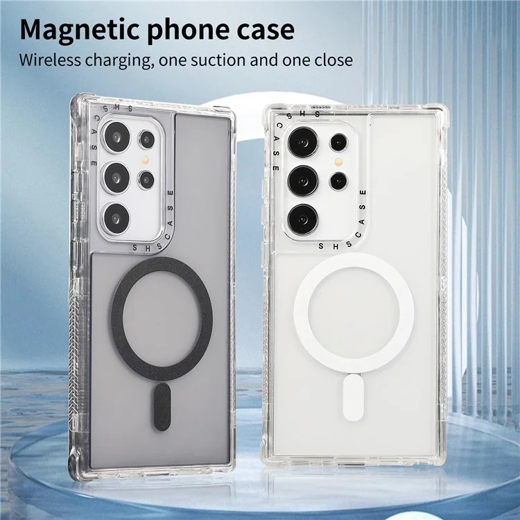 Für Samsung Galaxy S24 Ultra Magnetische Hülle Kompatibel mit MagSafe PC+TPU Handyhülle - Grau