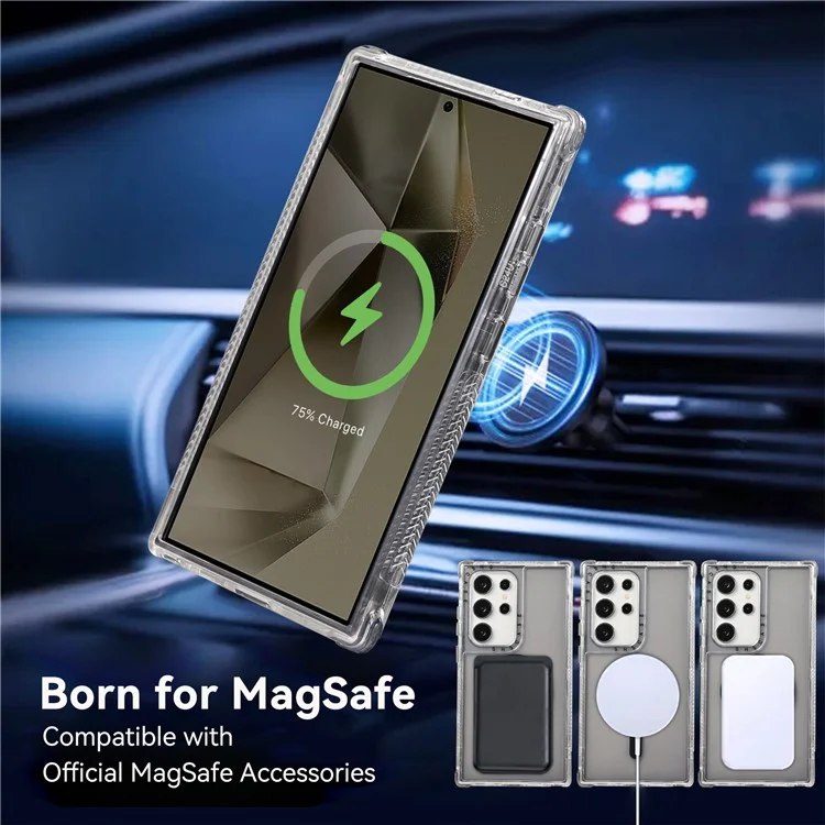 Für Samsung Galaxy S24 Ultra Magnetische Hülle Kompatibel mit MagSafe PC+TPU Handyhülle - Grau