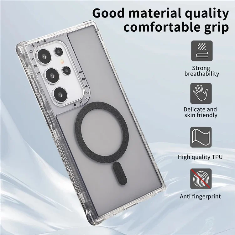Für Samsung Galaxy S24 Ultra Magnetische Hülle Kompatibel mit MagSafe PC+TPU Handyhülle - Grau