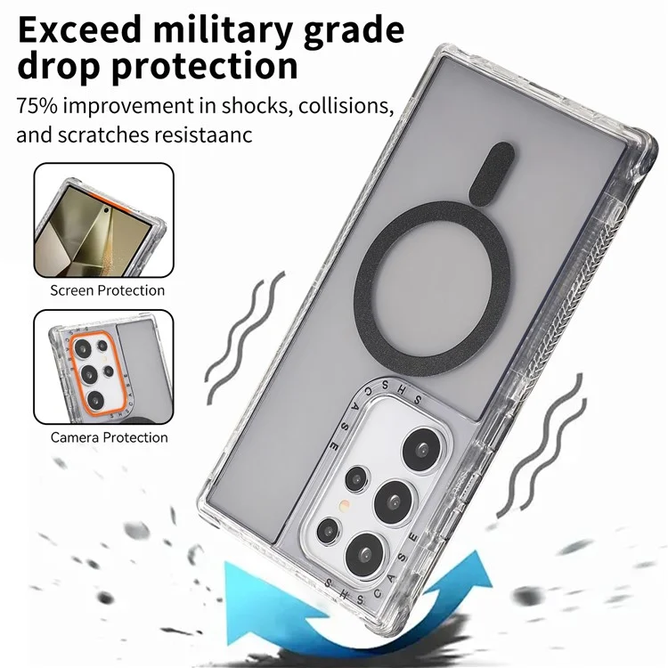 Für Samsung Galaxy S24 Ultra Magnetische Hülle Kompatibel mit MagSafe PC+TPU Handyhülle - Grau