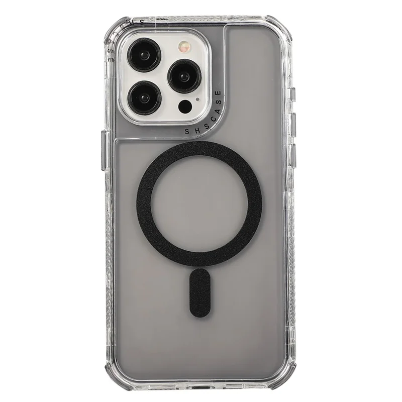 For iPhone 14 Pro Magnetic Phone Case Reinforced Corners PC+TPU Phone Cover - Grey