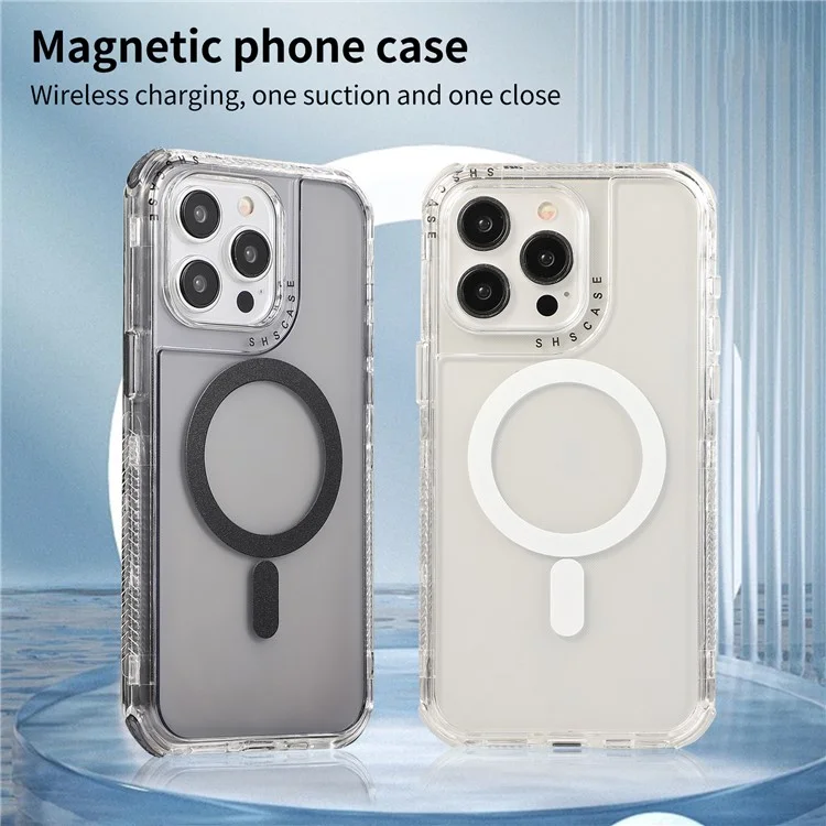 For iPhone 15 Pro Max Case Compatible with MagSafe Drop-proof PC+TPU Phone Cover - Grey