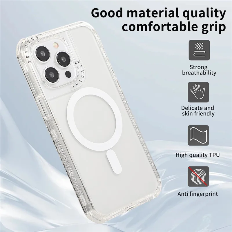 For iPhone 15 Pro Max Case Compatible with MagSafe Drop-proof PC+TPU Phone Cover - Transparent