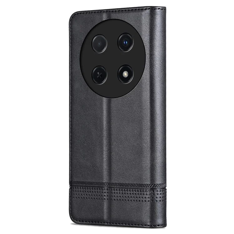 AZNS Para Huawei nova 12i 4G / Enjoy 70 Pro Case Couro Textura de Couro Carteira Capa de Telefone - Preto