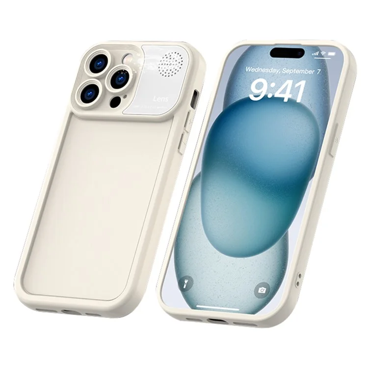 For iPhone 14 Pro Case Soft Silicone Phone Cover Anti-Drop Phone Shell with Aromatherapy Tablet - Antique White