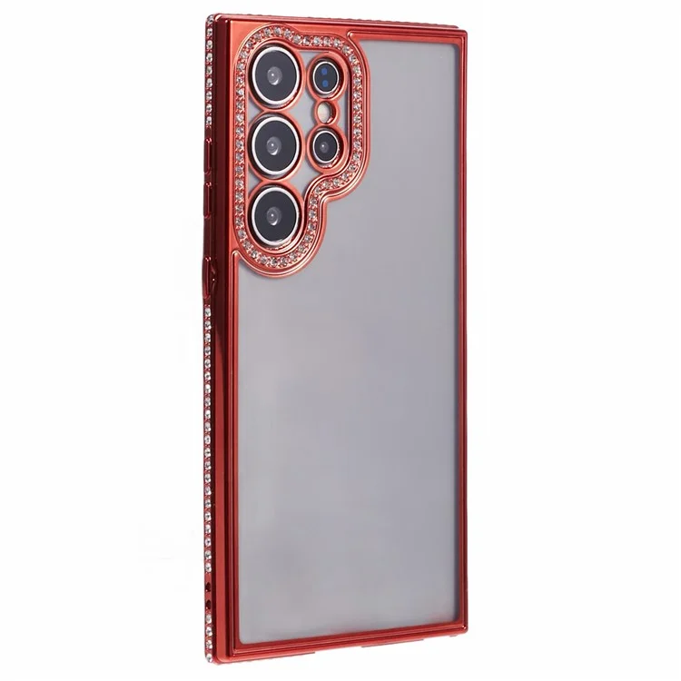 Pour Samsung Galaxy S22 Ultra 5G Coque Bling Strass Souple TPU Housse de Téléphone - Rouge
