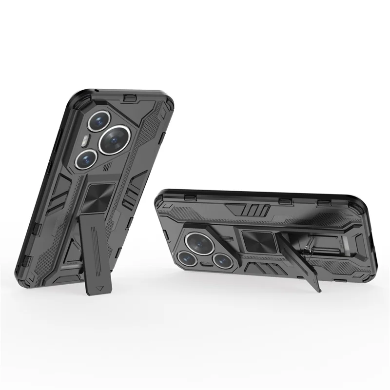 For Huawei Pura 70 Case Foldable Kickstand PC + TPU Hybrid Phone Cover - Black