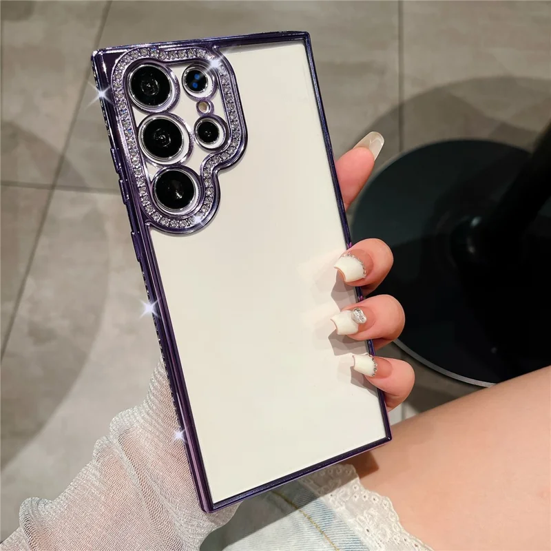 For Samsung Galaxy S24 Ultra TPU Case Rhinestones Decor Phone Protective Cover - Dark Purple