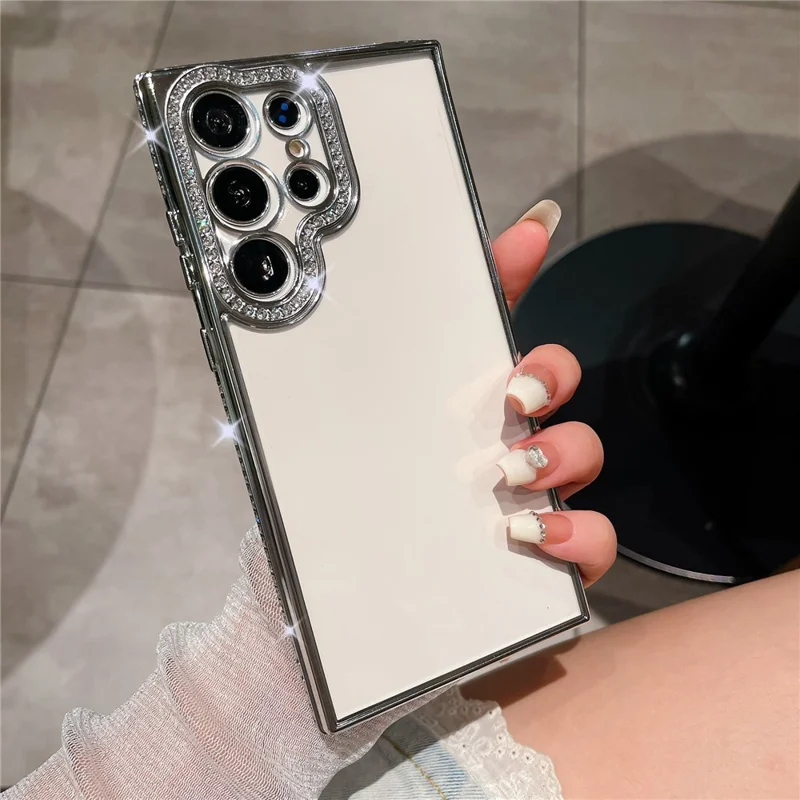 For Samsung Galaxy S24 Ultra TPU Case Rhinestones Decor Phone Protective Cover - Silver